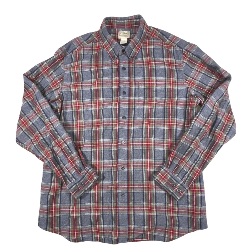 LL Bean Flannel Shirt Plaid Button‎ Down Long Sleeve Mens sz M Grunge Gorpcore